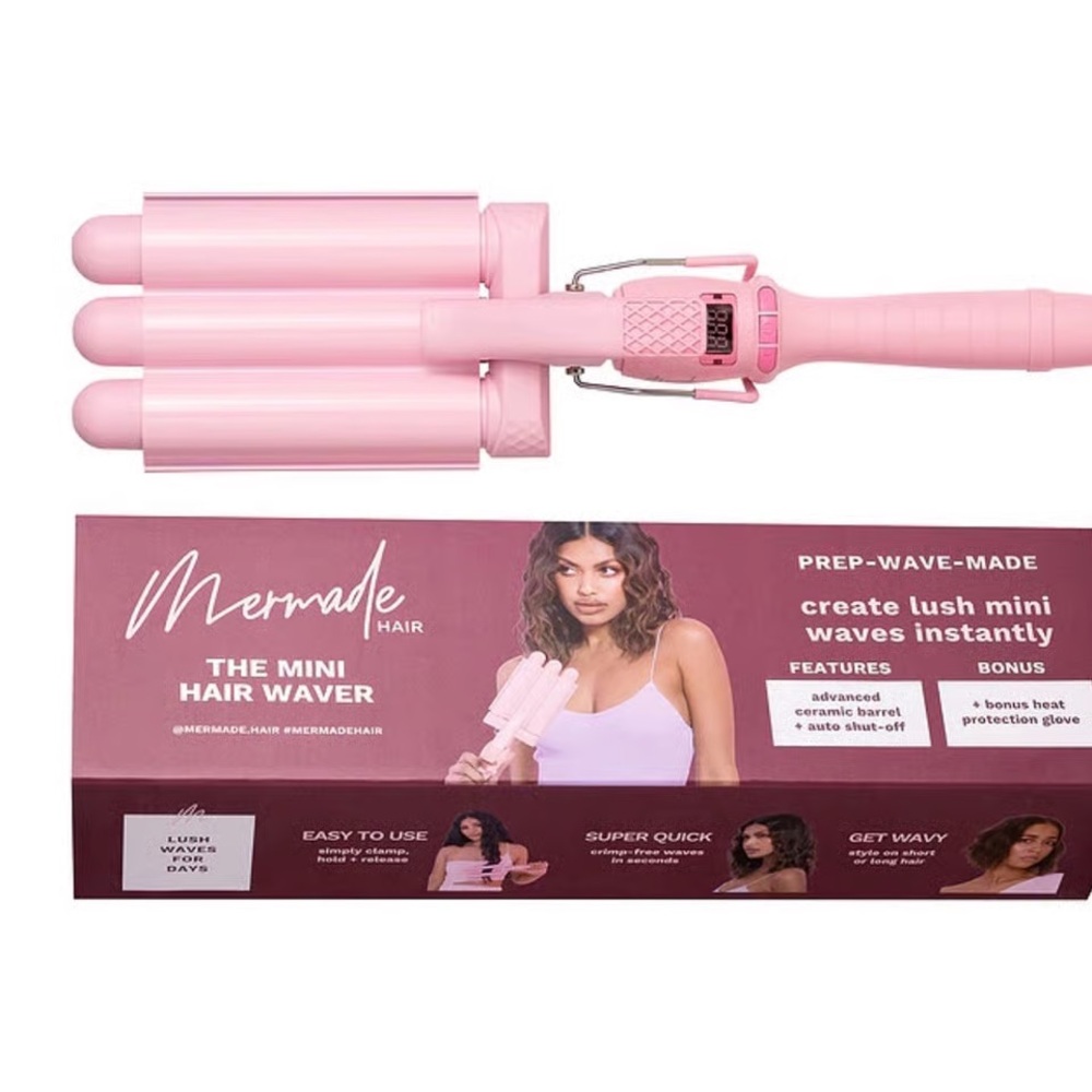 The Mermade Hair Mini Waver 25mm in Pink Mermade Hair